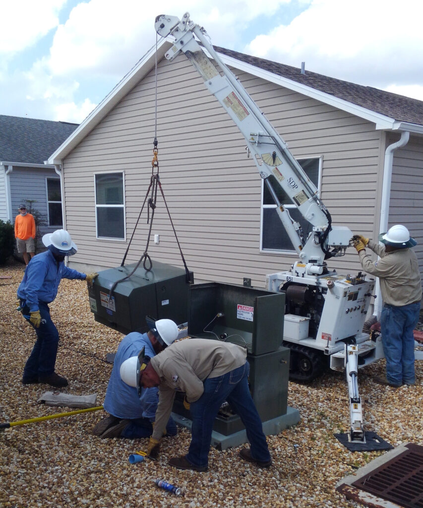 KIC TX crew replacement Crews replacing a transformer near a home in The Villages.
